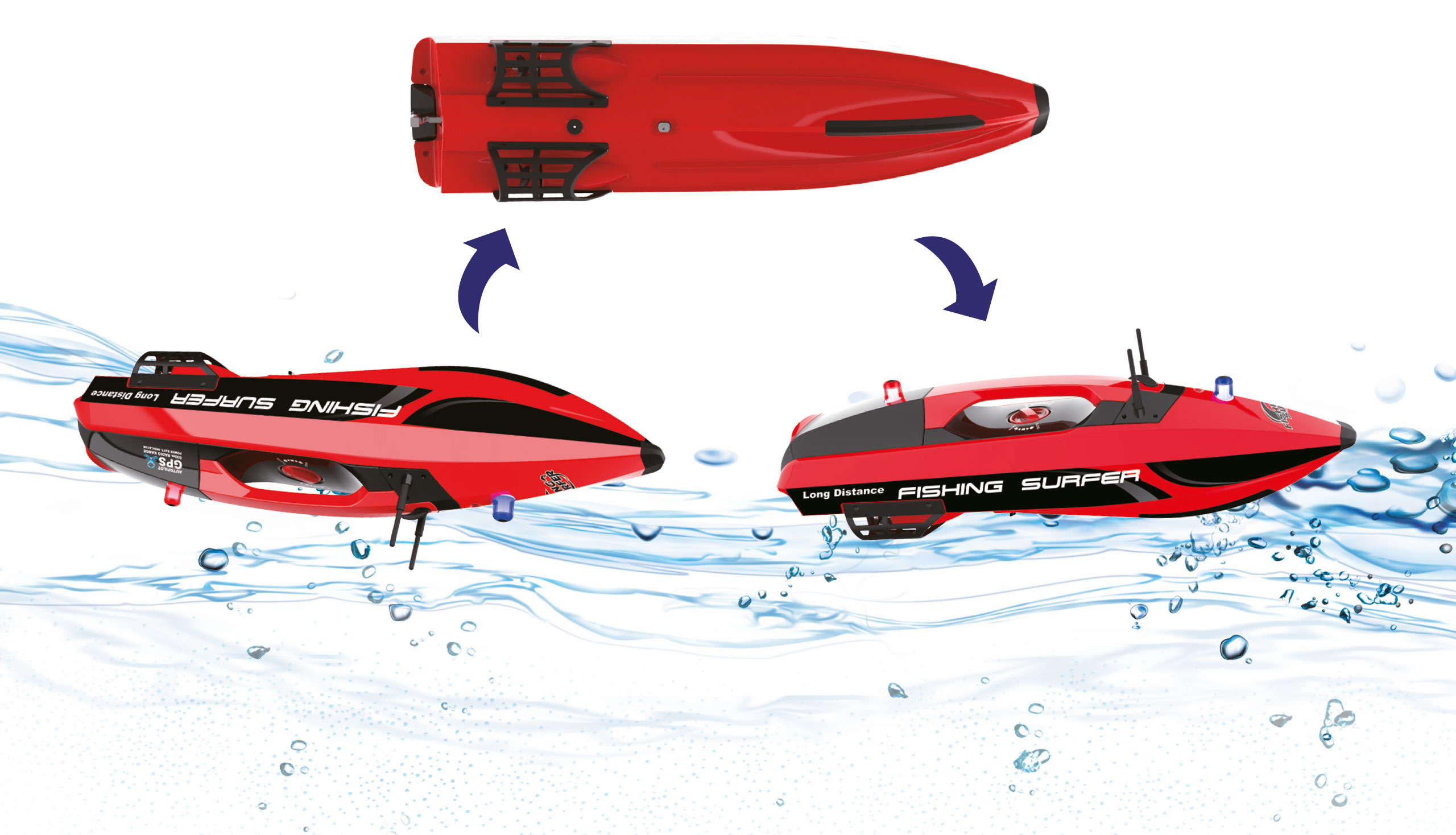 RC Boats and Accessories :: RC Electric Boats Brushless :: Feed & Fishing  Boat SURFER with GPS,Brushless motors,Self Righting ,LiFe 15,6Ah ,2,4GHZ  RTR 